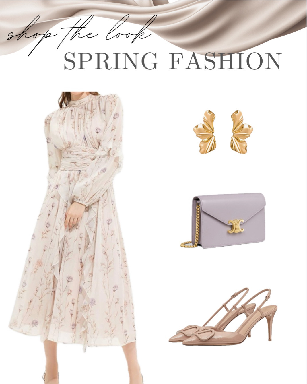 Spring occasion outfit/ modest dress/ modest fashion/ spring dress/ spring fashion/ spring wedding guest outfit/ easter outfit/ easter dress/ neutral dress/ pastel outfit/ lavender / beige / gold / neutrals / florals/ floral dress 

#LTKSeasonal #LTKstyletip #LTKwedding