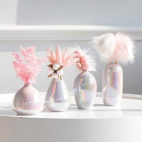 Small Ceramic Vase Decorative,Colorful Flower Bud Vase,Special Design Style of Laser Pink,Creative M | Amazon (US)