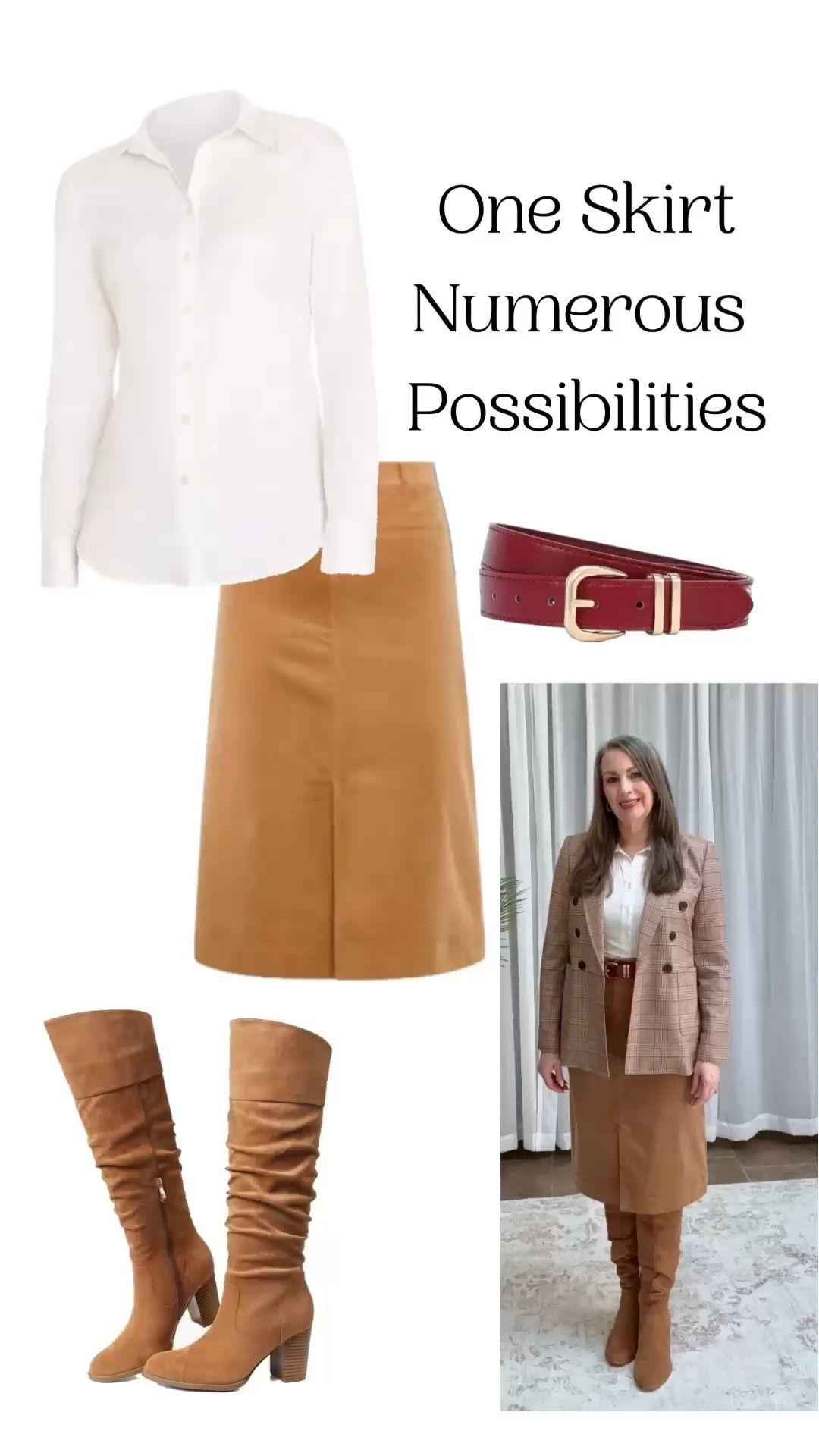 One skirt. So many possibilities. 🍂

This is the kind of piece I love adding to a fall wardrobe—a beautiful hero piece that can create look after look.

Style it polished and classic with a crisp white shirt and blazer, pair it with rich red and tortoise for a warmer statement, or bring in burgundy, green and boots for a gorgeous fall color story.

The skirt stays the same, but the colors, accessories and layers give it an entirely different personality each time.

And if your wardrobe is missing a versatile hero piece this season, this might just be it. 🤎

I’ve linked the pieces that are still available, along with similar finds for anything that isn’t—so you can recreate your favorite look or make it completely your own. 🛍️

Which are you choosing—1, 2 or 3?

#WearWhoYouAre #FallStyle #AutumnStyle #FallWardrobe #PersonalStyle #LTKStyle

#LTKootd #LTKWorkwear #LTKOver40