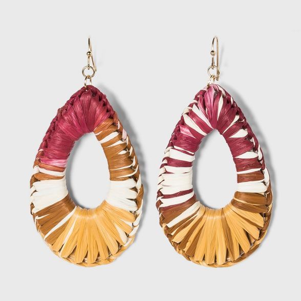 Ombre Raffia Woven Teardrop Earrings - A New Day™ | Target