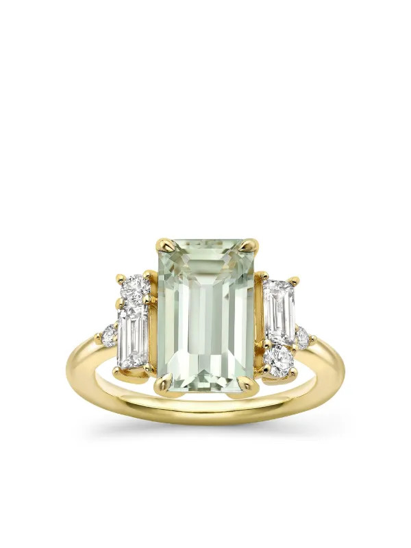 9K yellow gold Charli amethyst and diamond ring | Farfetch Global