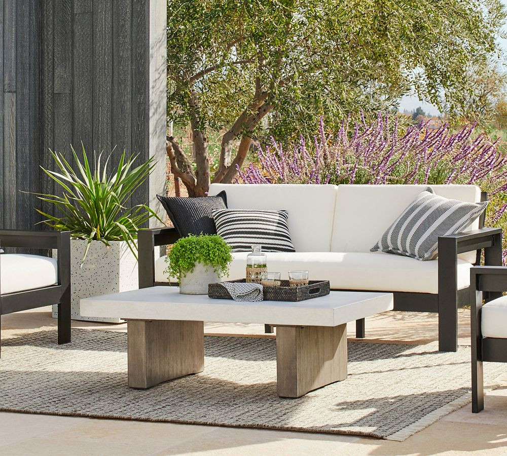 Pomona Concrete & Acacia Rectangular Outdoor Coffee Table (50") | Pottery Barn (US)