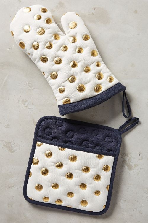 Gold Polka Dotted Pot Holder | Anthropologie (US)