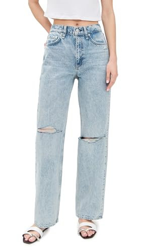 rag & bone Women's Shea High-Rise Relaxed Straight Full Length Jeans, Calhe, Blue, 29 | Amazon (US)