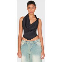 Black Woven Cowl Neck Long Top | PrettyLittleThing US