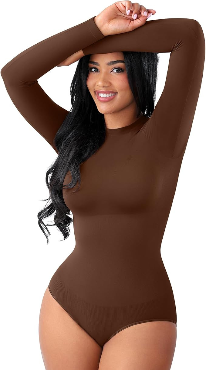 FeelinGirl Shapewear Bodysuit Compression Body Suits Women's Bodysuits Long Sleeve Plus Size Body... | Amazon (US)