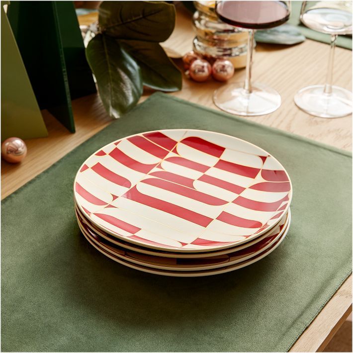 Red Geo Stoneware Salad Plate Sets | West Elm (US)