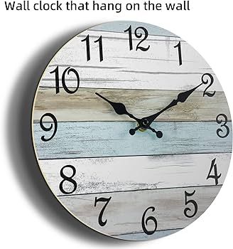 CHYLIN Wall Clock Silent Non Ticking Wall Clocks Battery Operated, Rustic Coastal Country Clock D... | Amazon (US)