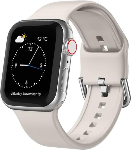 Apple Watch Sport band silicone under $10. Starlight color but comes in 20+ colors! Compatible with Apple Watch Series 6/7/8/9 and various sizing for Watch face sizes  

#LTKActive #LTKtravel #LTKfitness