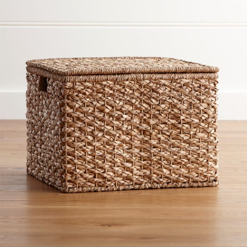 Kelby Large Square Lidded Basket | Crate & Barrel