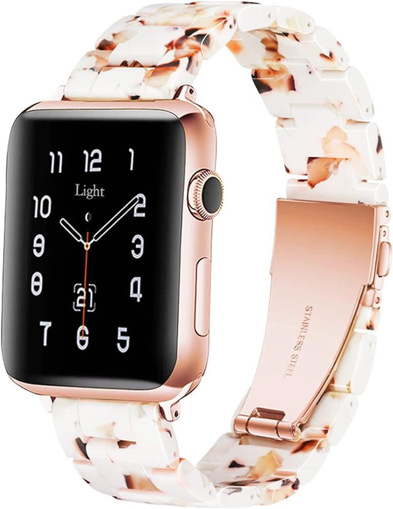 Light Apple Watch Band-Fashion Resin iWatch Bands for Women Men Bracelet Compatible with Stainles... | Amazon (US)