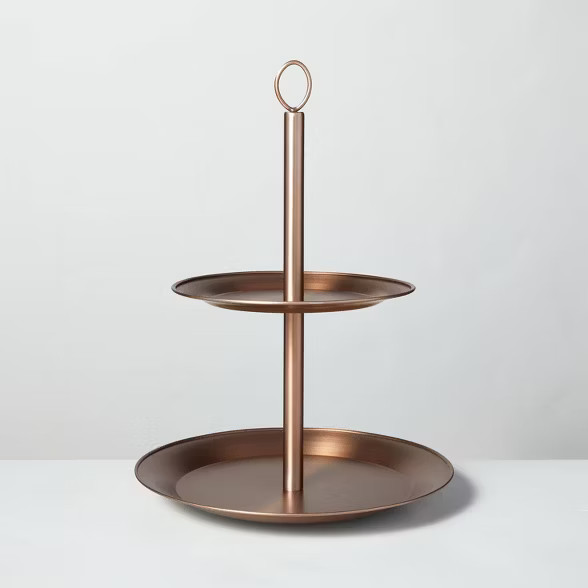 Two-Tier Metal Serve Stand Antique Copper - Hearth & Hand™ with Magnolia | Target