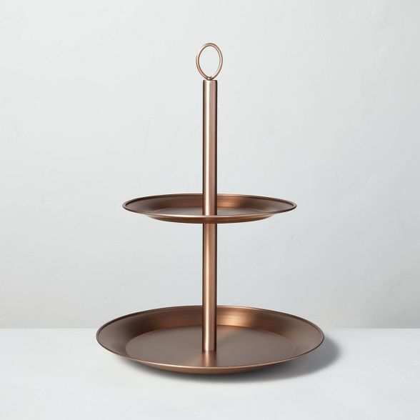 Two-Tier Metal Serve Stand Antique Copper - Hearth & Hand™ with Magnolia | Target