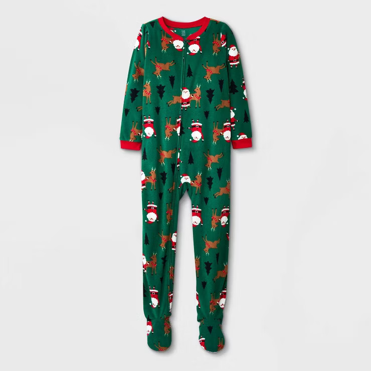 Carter's Just One You® Boys' Fleece Santa Footed Pajama - Green | Target