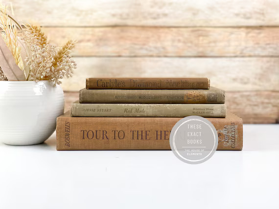 Brown Shelf Decor Vintage Brown Books Bookshelf Decor Book | Etsy | Etsy (US)