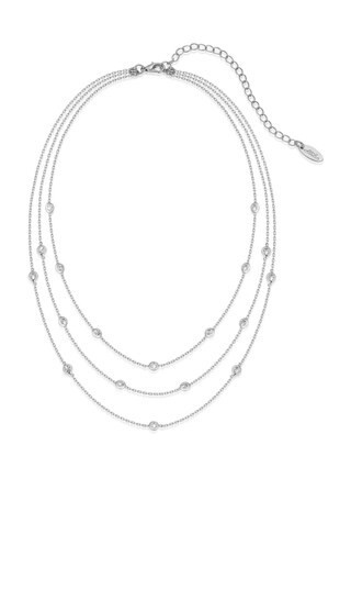 Ettika Crystal Dot Layered Necklace in Metallic Silver. | Revolve Clothing (Global)