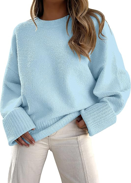 ANRABESS Women's Oversized Sweaters 2025 Long Sleeve Fuzzy Knit Casual Chunky Pullover Sweater Fa... | Amazon (US)