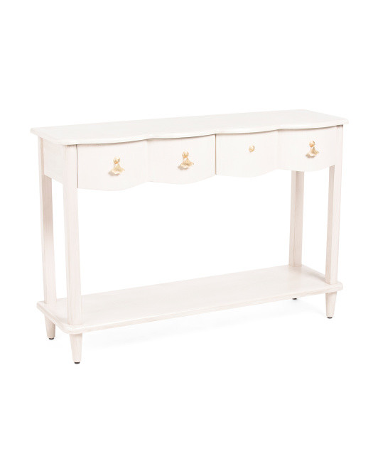 47.25x32 Two Drawer Scalloped Front Console Table With Lower Shelf | Furniture & Lighting | Marsh... | Marshalls