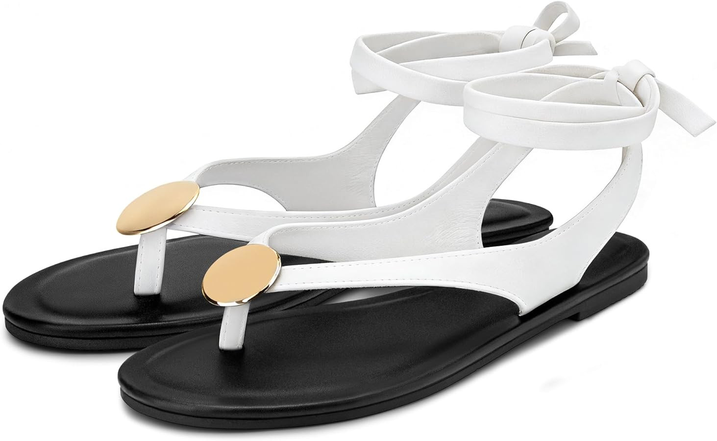 Carcuume Women's Suede Flat Sandals with Metallic Accents Adjustable Strappy Flip Flops for Beach... | Amazon (US)