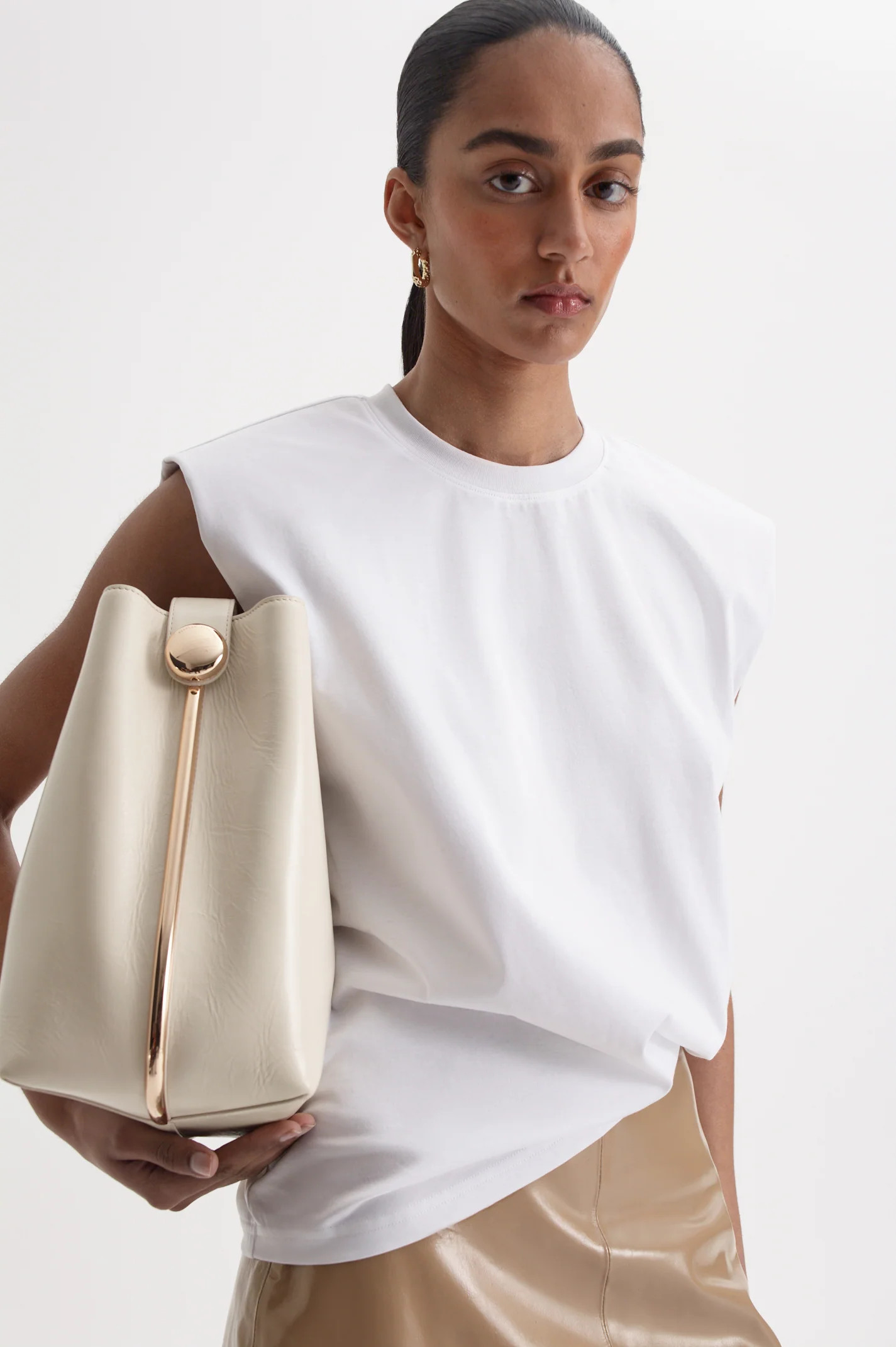 MERCERISED SLEEVELESS T-SHIRT - WHITE - Scanlan Theodore | Scanlan Theodore AU
