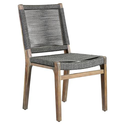 Cade Coastal Regatta Rope Acacia Wood Outdoor Dining Side Chair - Set of 2 | Kathy Kuo Home