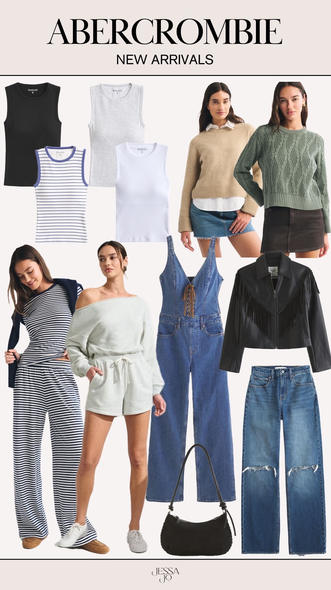 Abercrombie new arrivals. Abercrombie winter fashion. Abercrombie matching set. Abercrombie fitted tank. Winter basic. Abercrombie cozy sweater. Denim lace up jumpsuit. Leather fringe jacket. Navy striped matching lounge set. Abercrombie denim  

#LTKSeasonal #LTKFindsUnder50 #LTKFindsUnder100