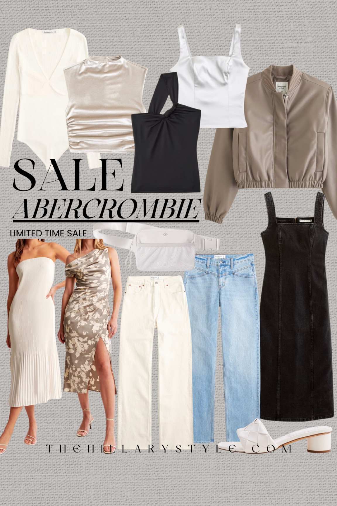 ABERCROMBIE SALE: Denim Dress, Spring Fashion, Bomber Jacket, Neutral Tanks, Bodysuit, Healed Sandals.

#LTKSpringSale #LTKsalealert #LTKstyletip