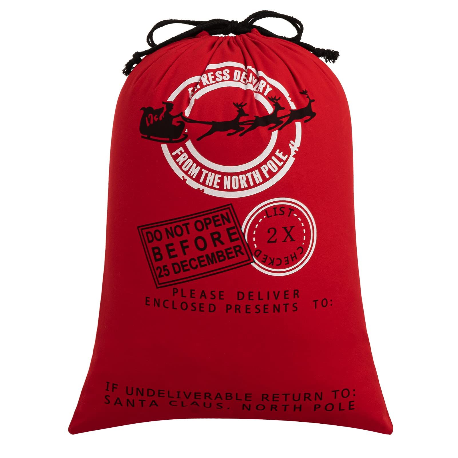 HBlife Personalized Santa Sack, Christmas Gift Bag Santa Bag Cotton with Drawstring Size 19.7 x27.6  | Amazon (US)