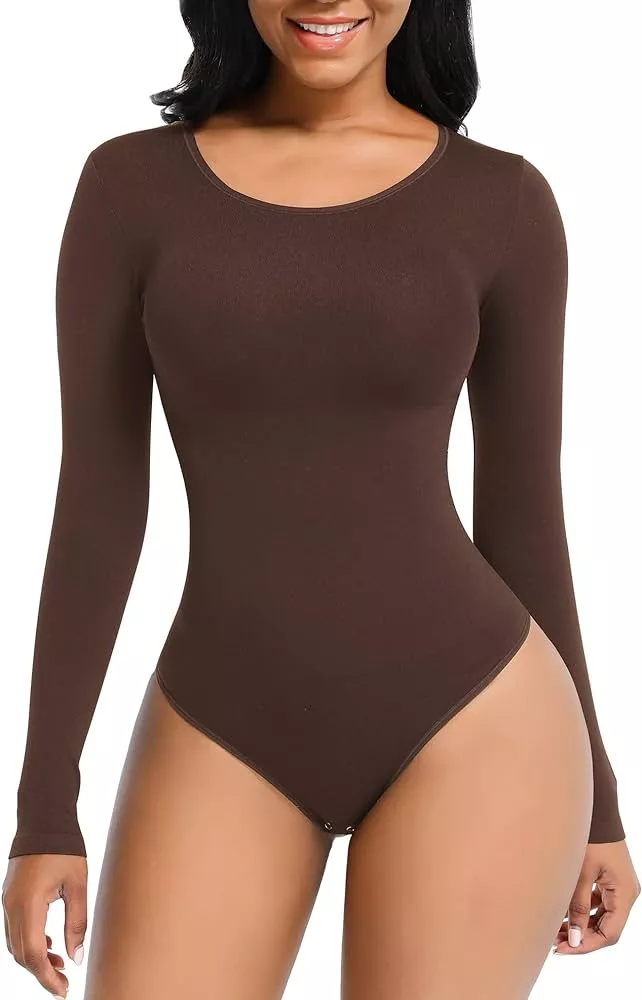 Seamless Long Sleeve Bodysuit for Women Tummy Control Shapewear