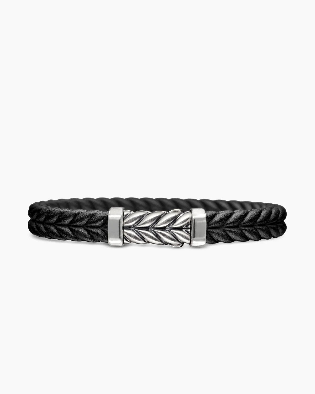 David Yurman | Chevron Rubber Bracelet with Sterling Silver, 9mm | David Yurman