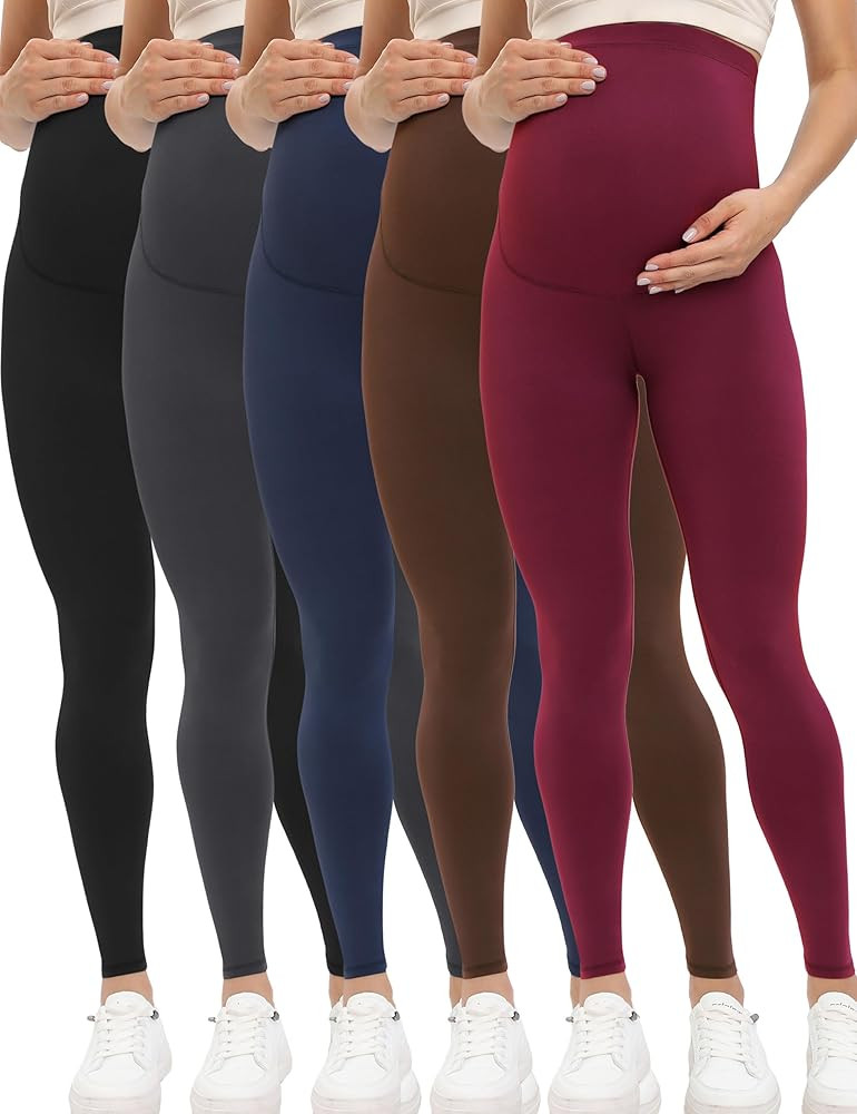 Buttergene 5 Pack Women's Creamlush Maternity Leggings Maternity Yoga Pants Pregnancy Leggings Ma... | Amazon (US)