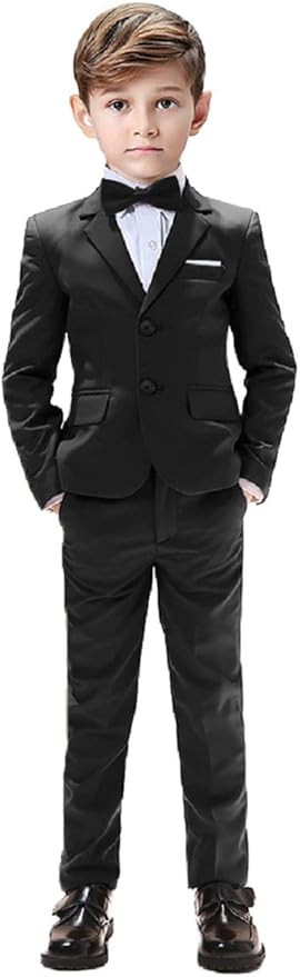 Amazon.com: Kids Suits for Boys Tuxedo 5 Pieces Blazer Vest Pants Shirt Slim Fit Suits for Boys S... | Amazon (US)