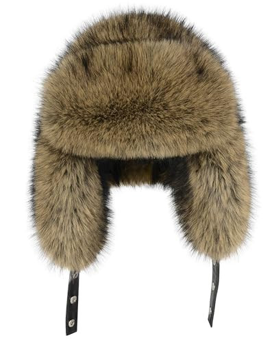 Peicees Fur Russian Hat, Winter Trapper Hat with Ear Flap, Halloween Y2K Cosplay Costume, Brown | Amazon (US)