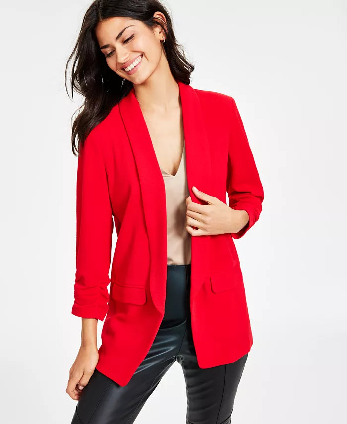 Bar III Women's Knit 3/4-Sleeve Boyfriend Blazer, Created for Macy's - Macy's | Macy's