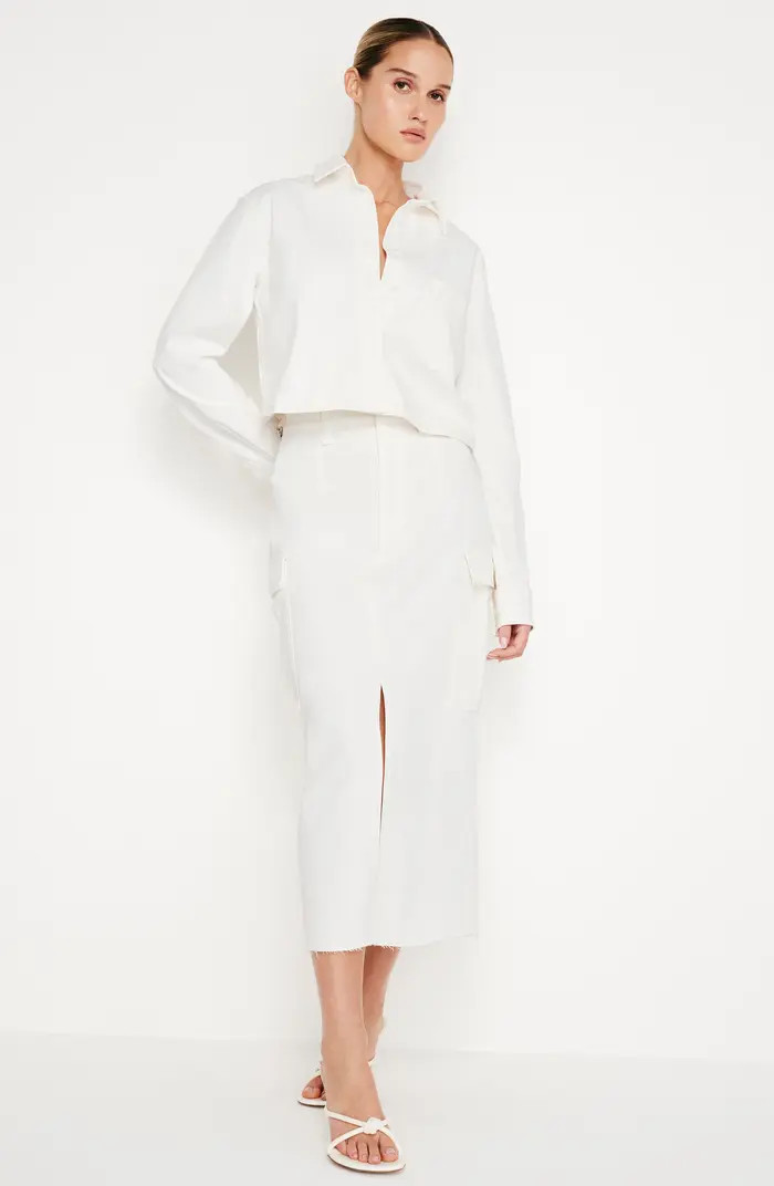 Good American Crop Stretch Cotton Button-Up Shirt | Nordstrom | Nordstrom