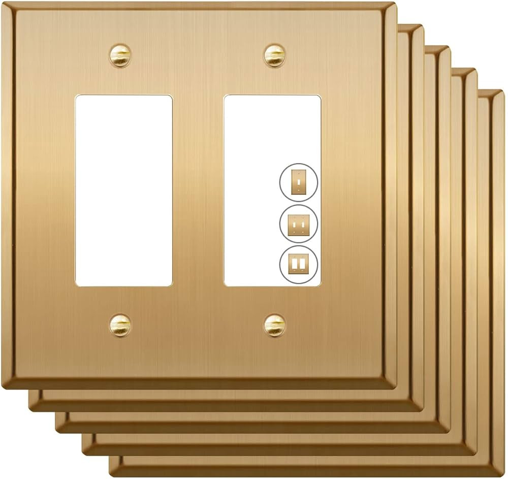 BRASS Metal Gold Outlet Cover or Light Switch Cover, STANDARD SIZE, Wall Plate Decorator Switch o... | Amazon (US)