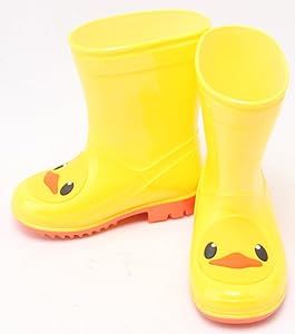 D.S.mor Toddler Rain Boots, Yellow Cute Cartoon Duck Rubber Rain Boots for Kids, Anti-Slip Childr... | Amazon (US)