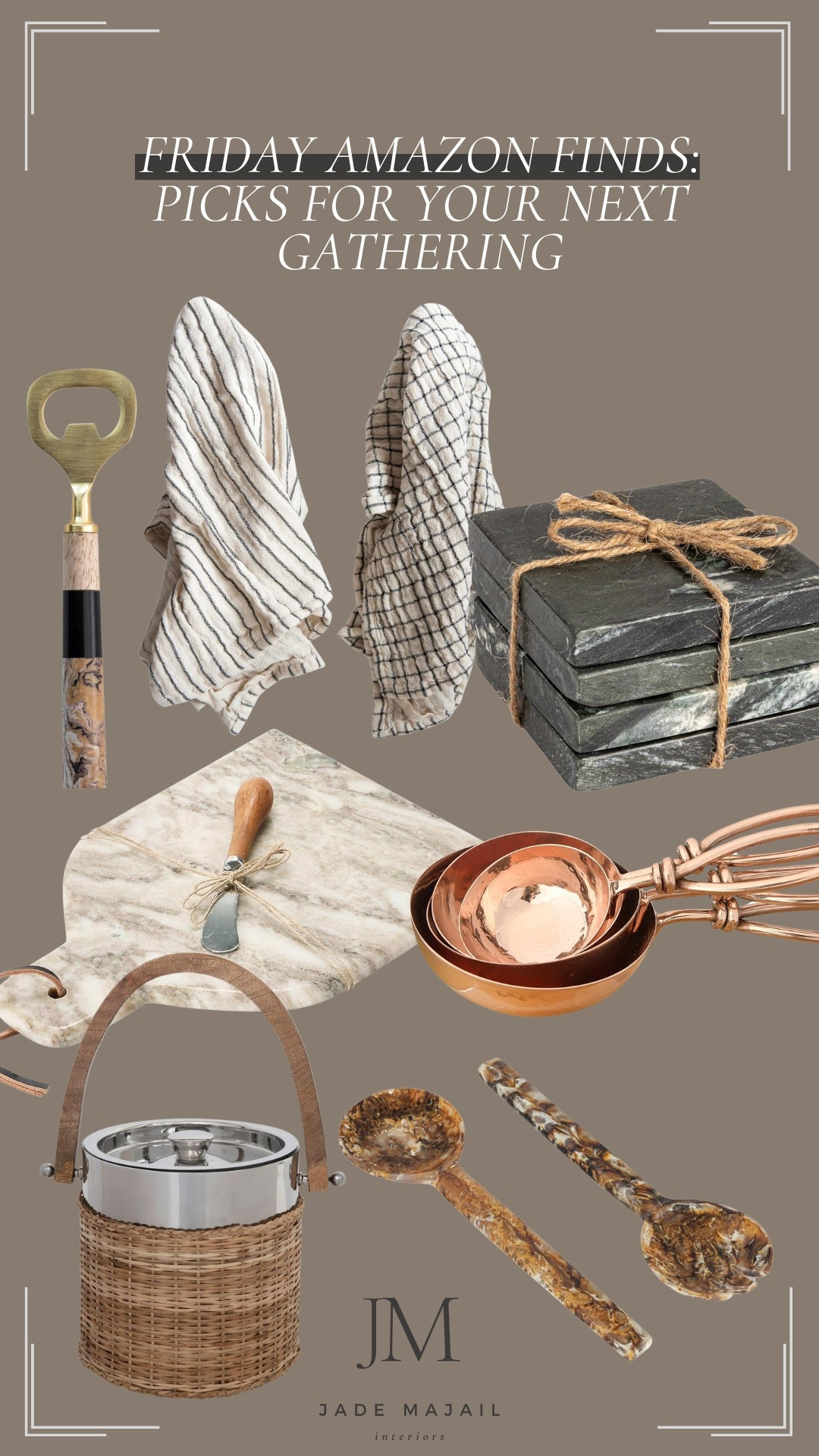 Picks for your next gathering, all from Amazon 🤩

Host gifts, hand towels, bottle opener, ice canister, serving utensils, copper measuring spoons, coasters, marble, home decor, home accents, transitional style

#LTKHome