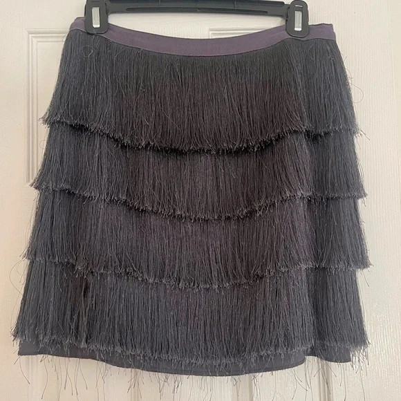 Intermix fringe skirt. Navy size 2 | Poshmark