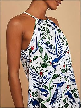 SweatyRocks Women's Tropical Print Halter Dresses Sleeveless Holiday Summer Mini Dress | Amazon (US)