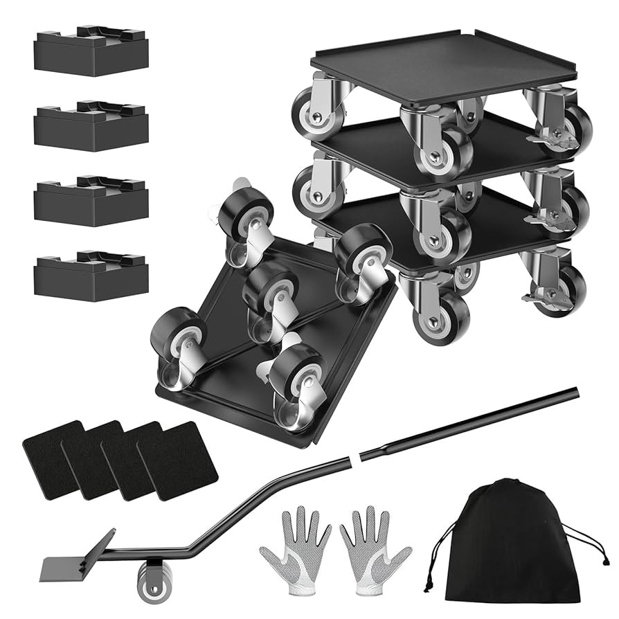 Heavy Duty 1500LBS Furniture Dolly & Movers with 5X 360° Wheels - Carbon Steel Panel & Non-Slip ... | Amazon (US)