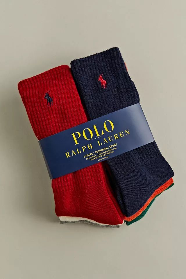 Polo Ralph Lauren Striped Crew Sock 6-Pack | Urban Outfitters (US and RoW)