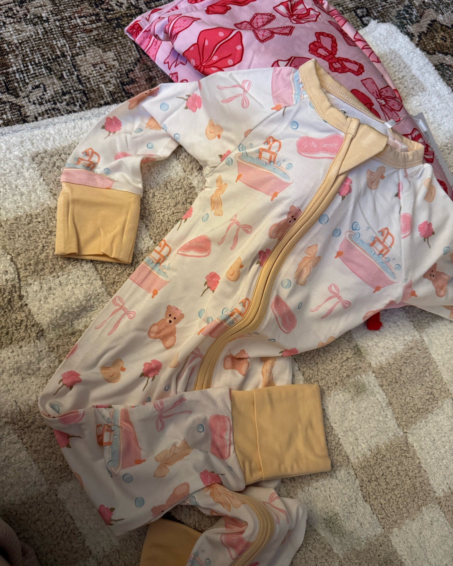 The cutest PJ print ever for sis… love love the teddy’s and bows! 🤭 

#LTKSeasonal #LTKKids #LTKBaby