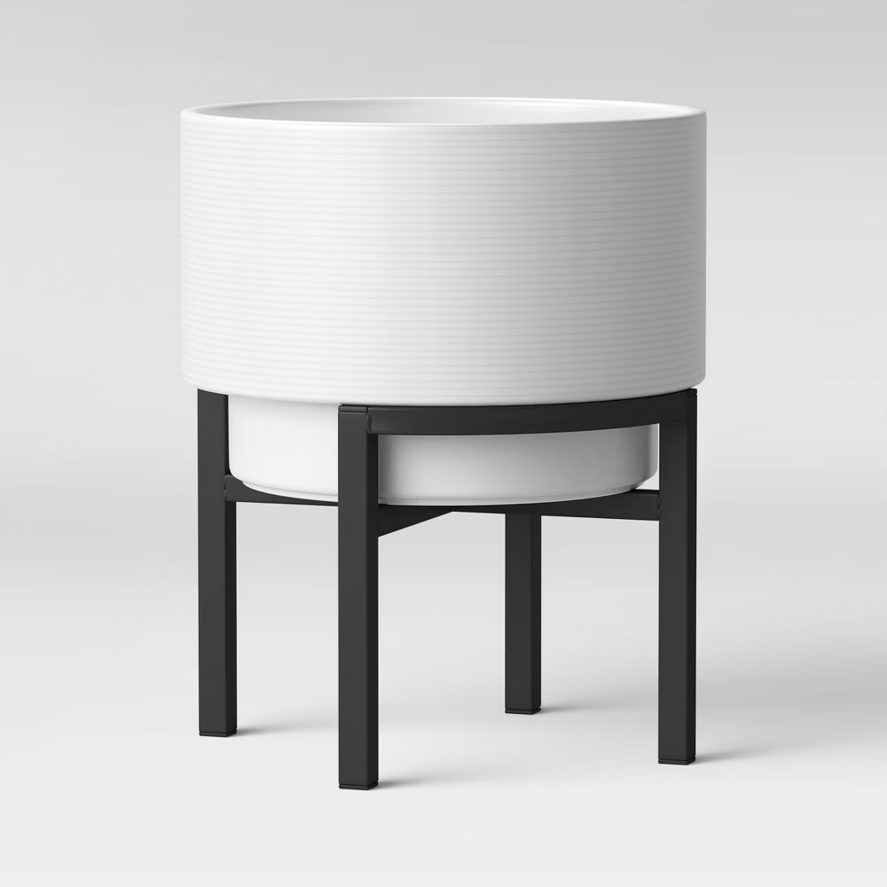 13"" Ceramic Planter With Stand White & Black - Project 62 | Target