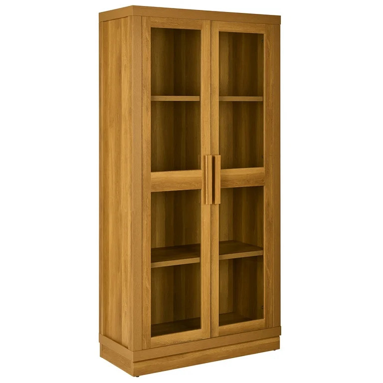 Better Homes & Gardens Ezra Glass Door Storage Accent Cabinet, Light Honey finish | Walmart (US)
