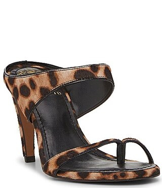 Vince Camuto Brisa Leopard Print Haircalf Toe Loop Slip On Sandals - 8.5 | Dillard's