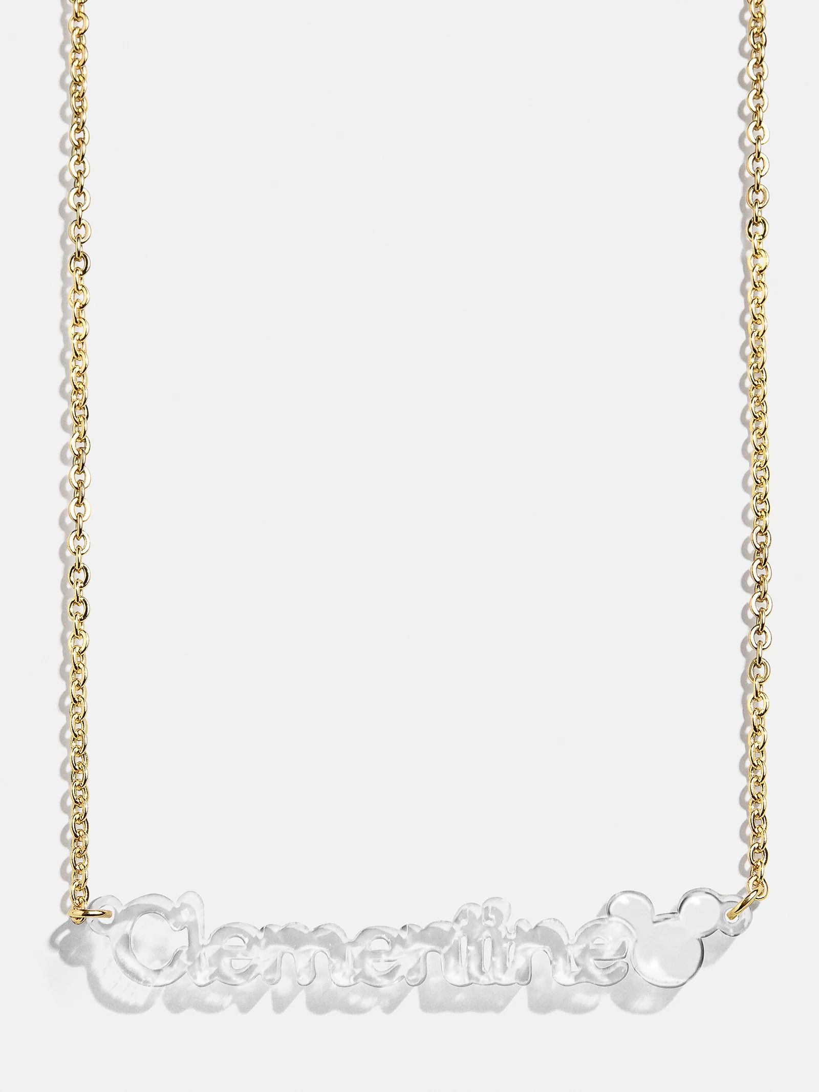 Disney Mickey Mouse Acrylic Custom Nameplate Necklace - Clear | BaubleBar