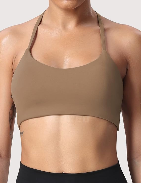 YEOREO Women's Sports Bra Halter Workout Sports Bra Strappy Criss Cross Back Bra Removable Padded... | Amazon (US)