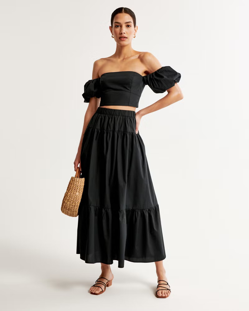 Off-The-Shoulder Poplin Set Top | Abercrombie & Fitch (US)