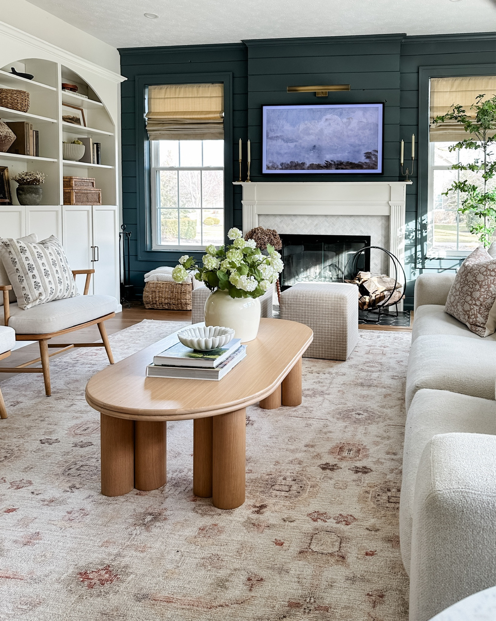 Living room spring refresh! New rug, neutral throw pillows, faux hydrangeas, scalloped dish 

#LTKstyletip #LTKSeasonal #LTKhome